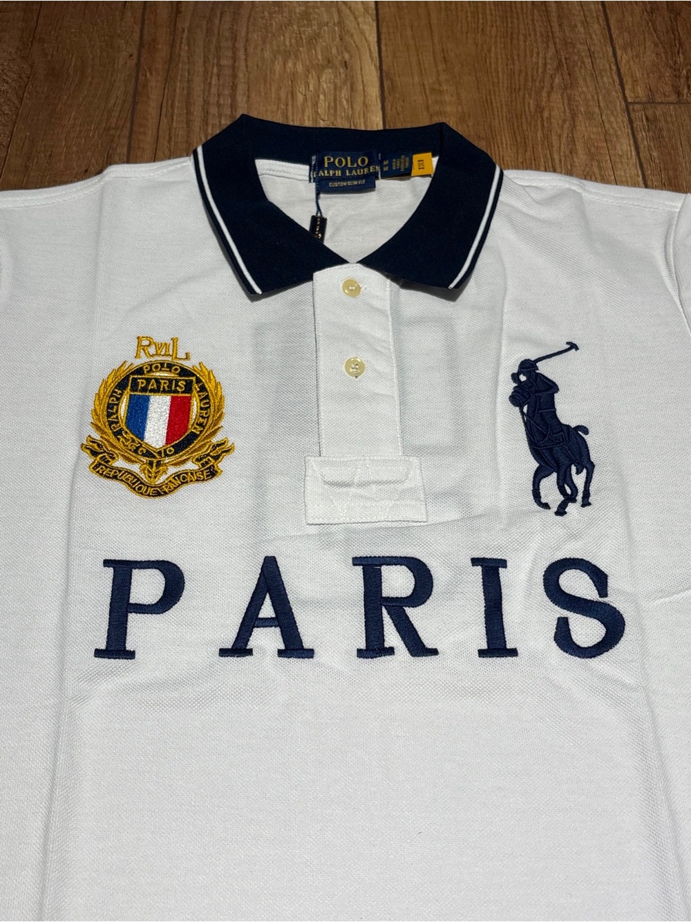 Polo Ralph Lauren Custom Slim Fit Paris White Polo Shirt Brand New - Picture 3 of 16